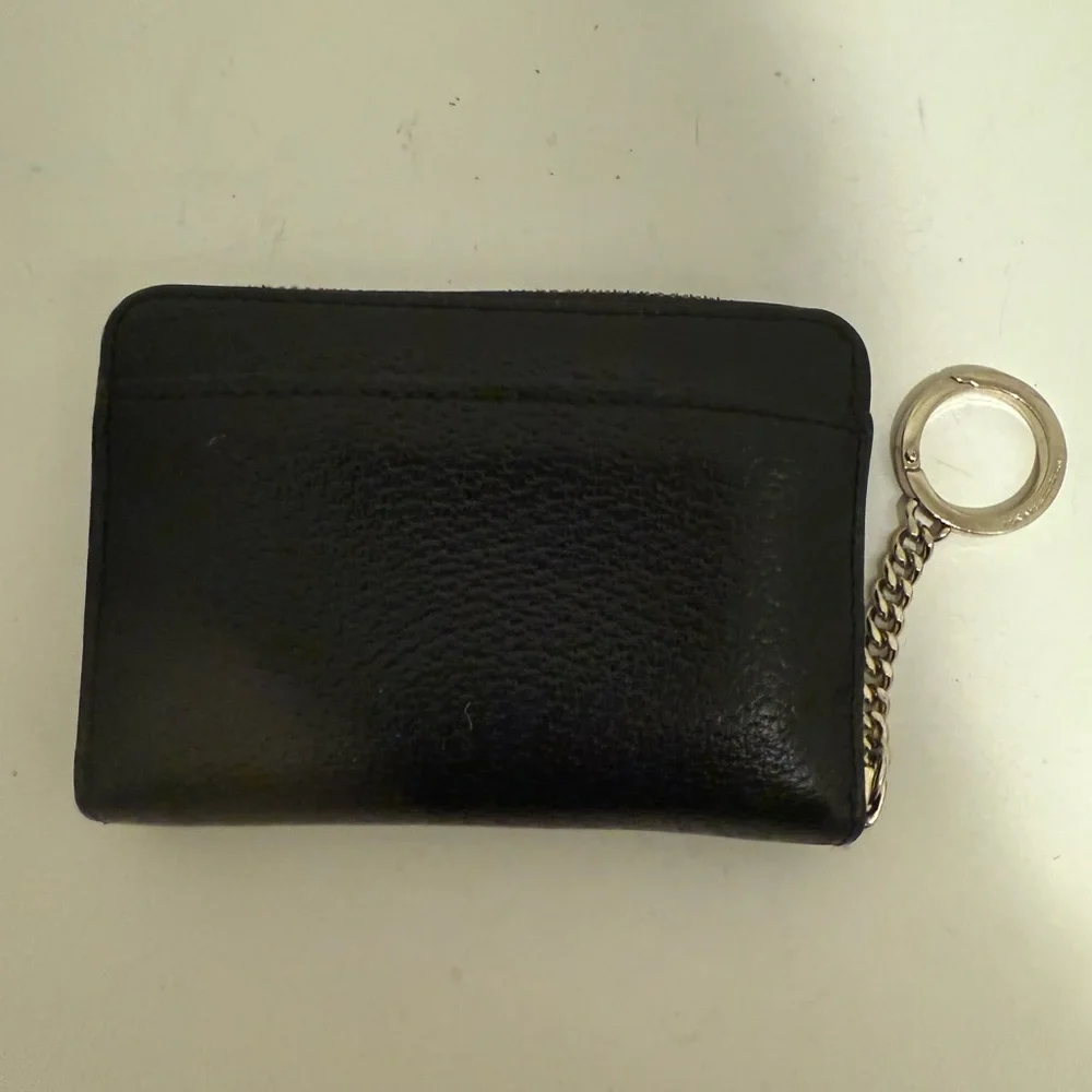 Kate Spade Jeanne Black Leather Zip Around Wallet Key Chain Ring Small - Picture 5 of 7